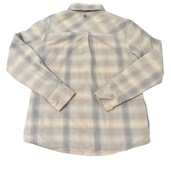 Prana Plaid Flannel Shirt Jacket Womens Size Medium Snap Button Organic‎ Cotton - Picture 6 of 9